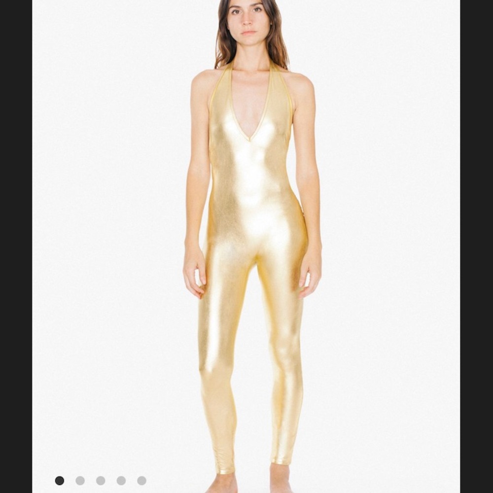 American Apparel Gold Bodysuit Jumpsuit Catsuit